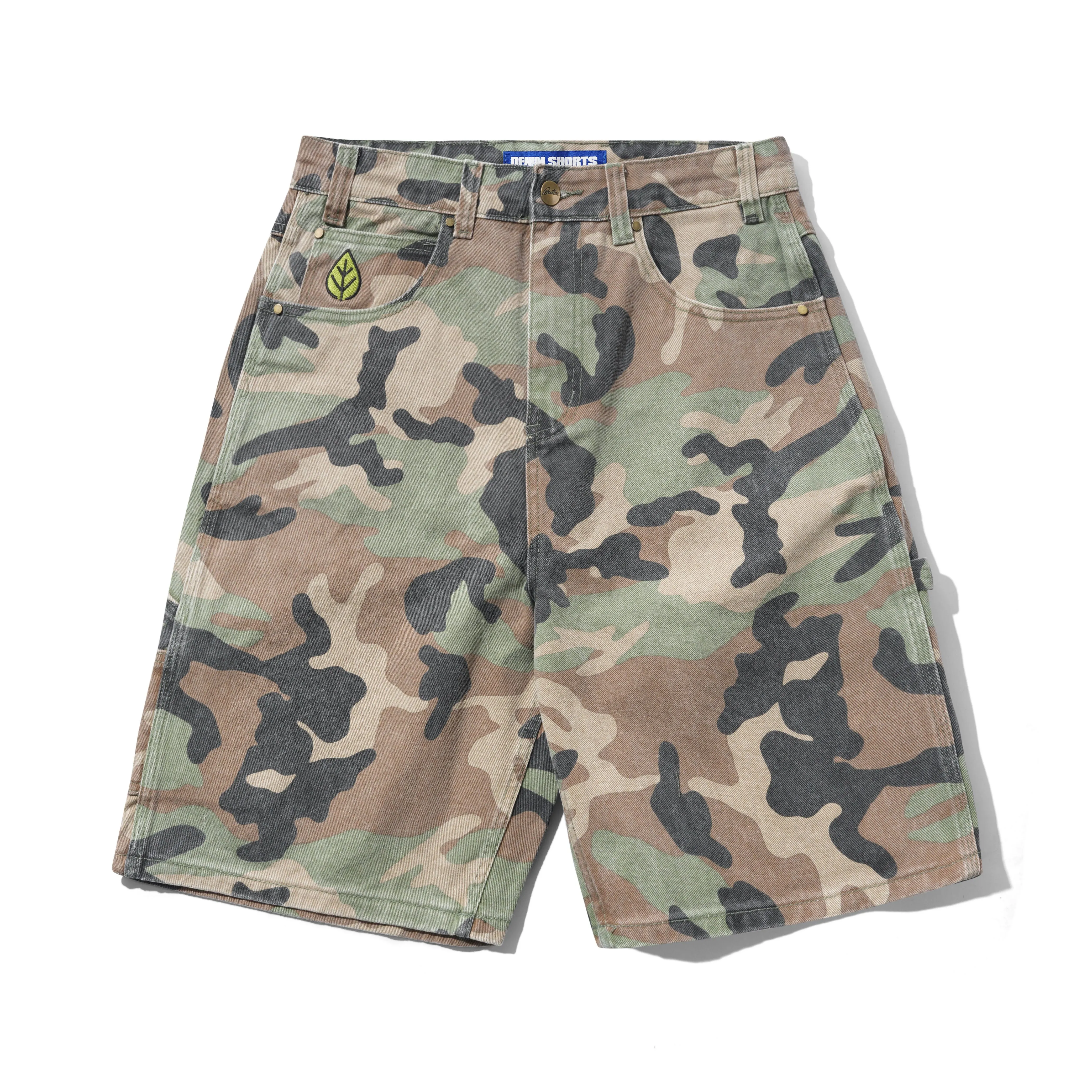Weathergear Denim Shorts, Woodland Camo sold by Butter
