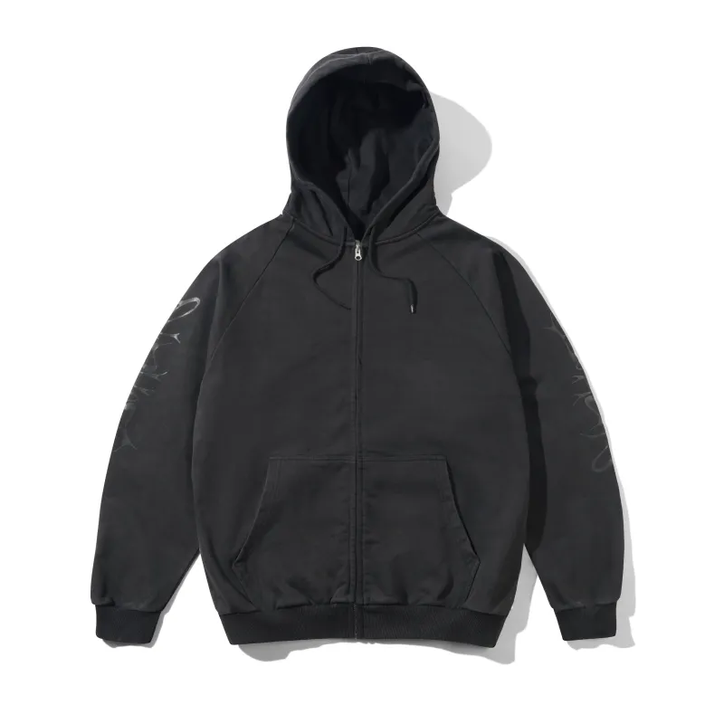Scrawling Zip-Thru Hood, Washed Midnight made by Butter