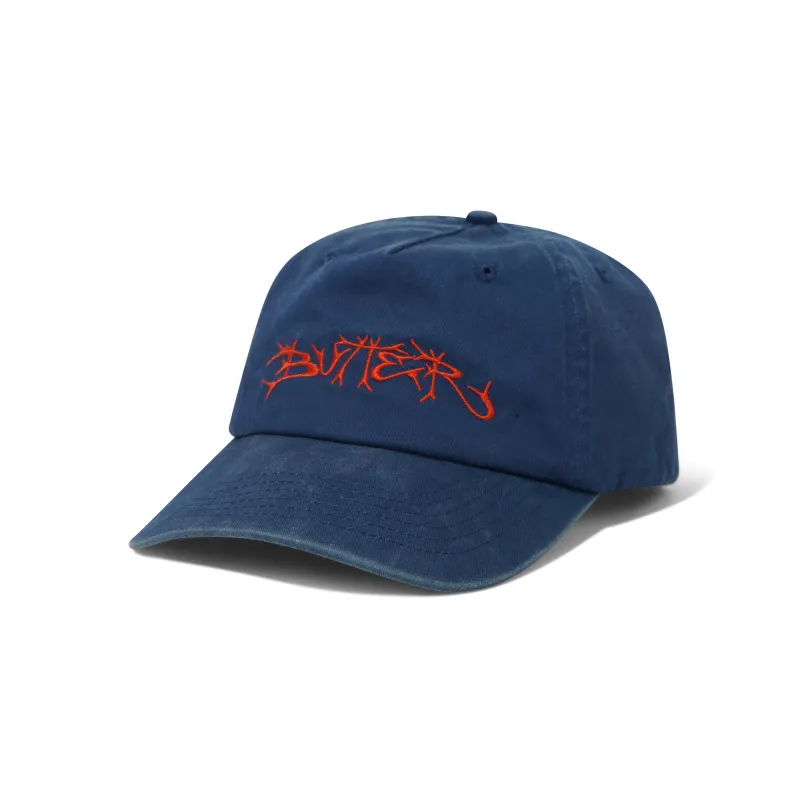 Scrawling 5 Panel Cap, Washed Navy made by Butter