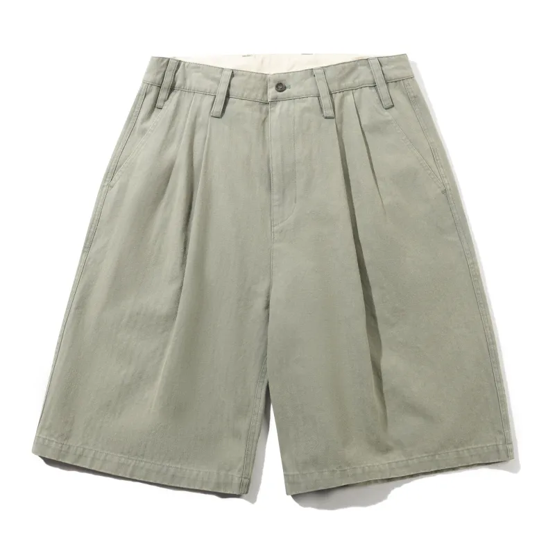 Pleated Shorts, Washed Fatigue made by Butter