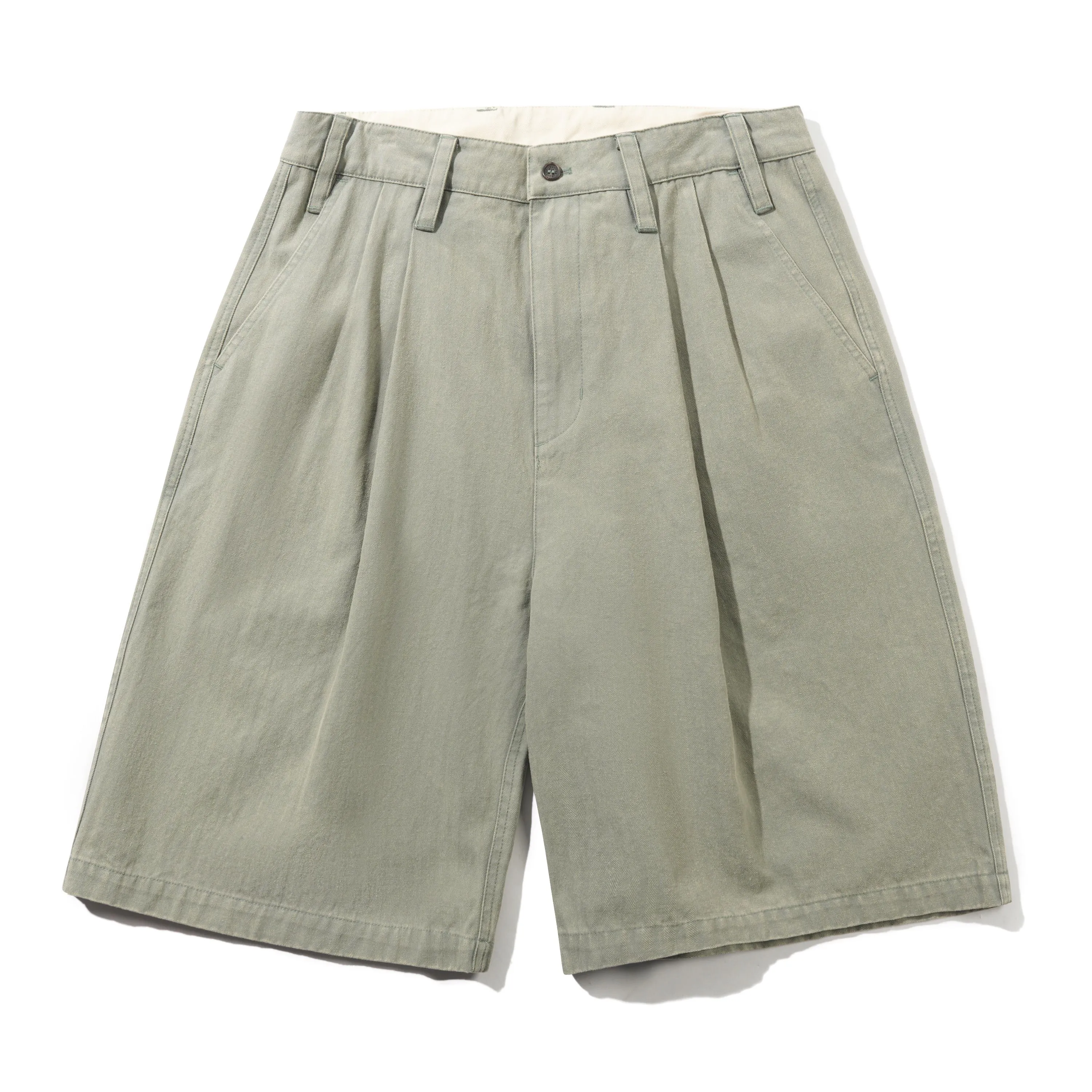 Pleated Shorts, Washed Fatigue sold by Butter