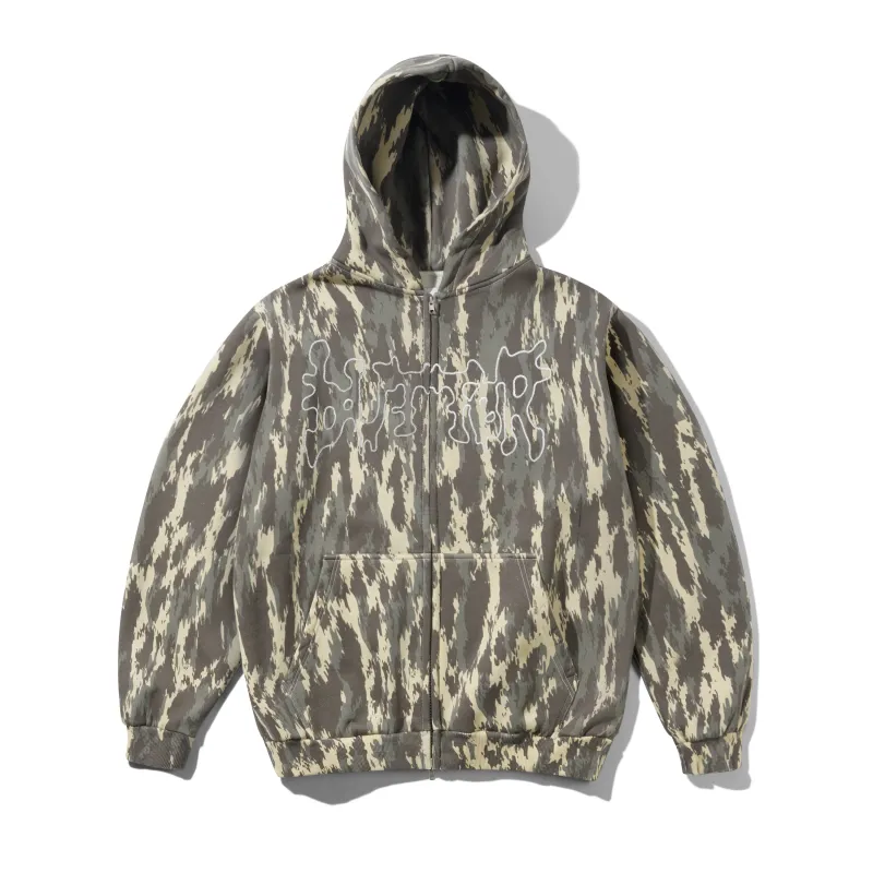 Blotch Zip-Thru Hood, Washed Camo made by Butter
