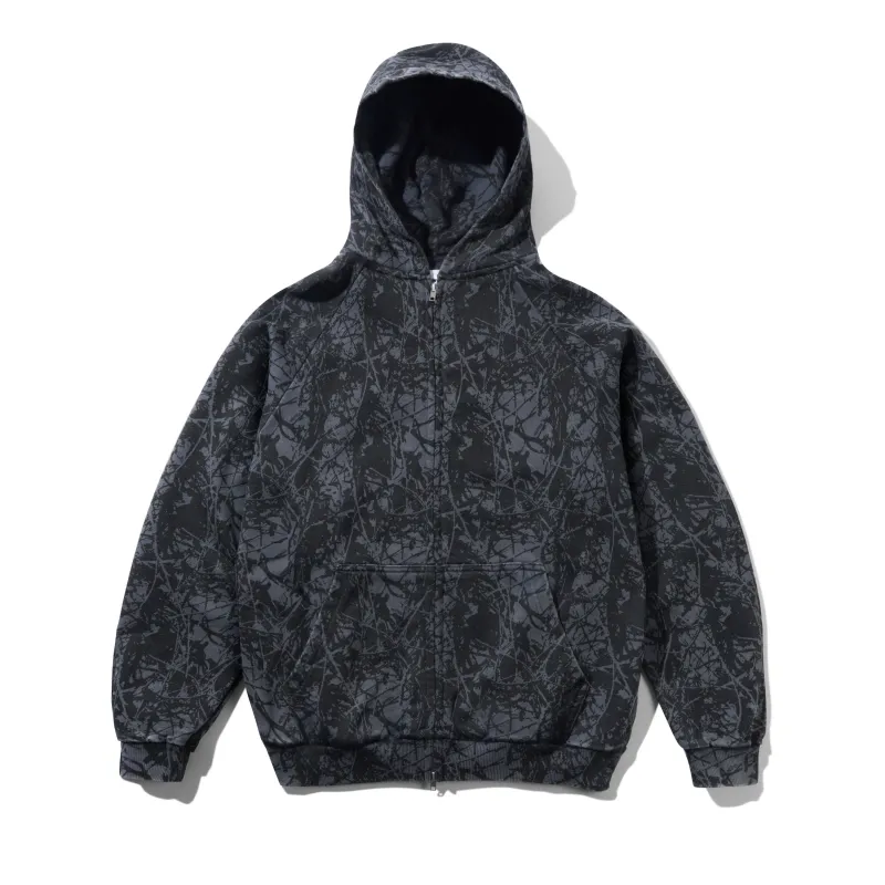 Woods Camo Zip-Thru Hood, Washed Black sold by Butter
