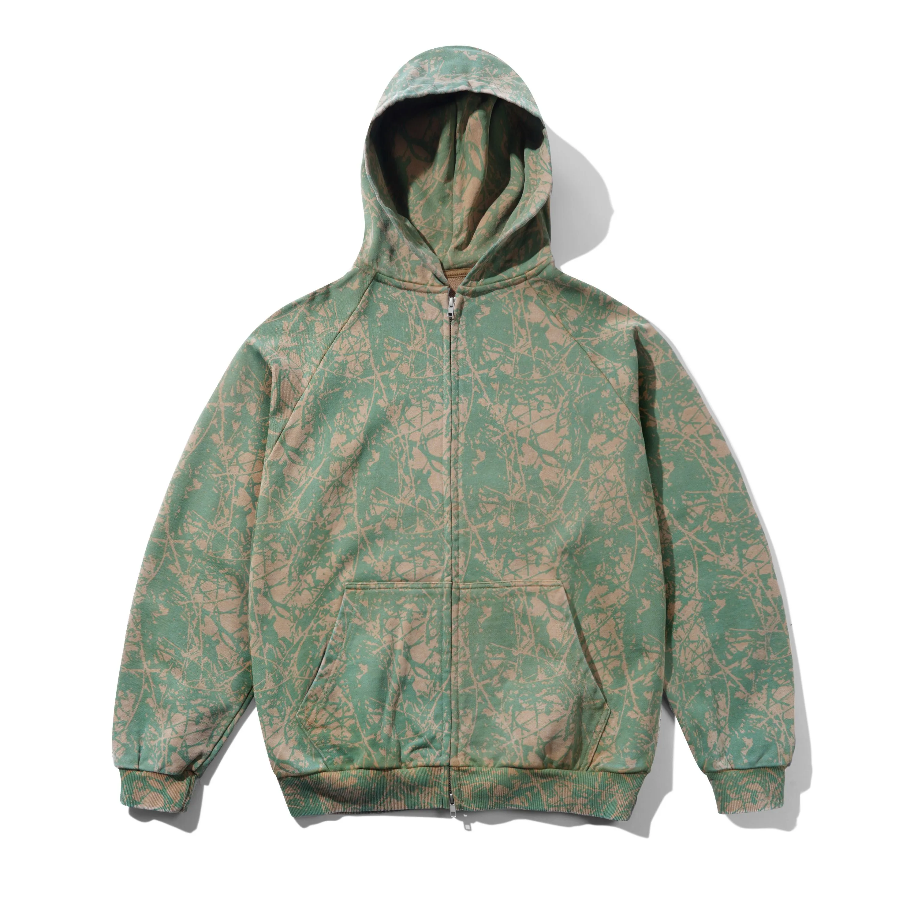 Woods Camo Zip-Thru Hood, Washed Sage sold by Butter