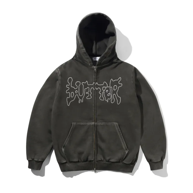 Blotch Zip-Thru Hood, Washed Black sold by Butter