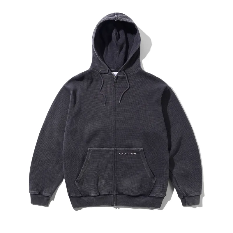 Waffle Zip-Thru Hood, Black Overdye made by Butter