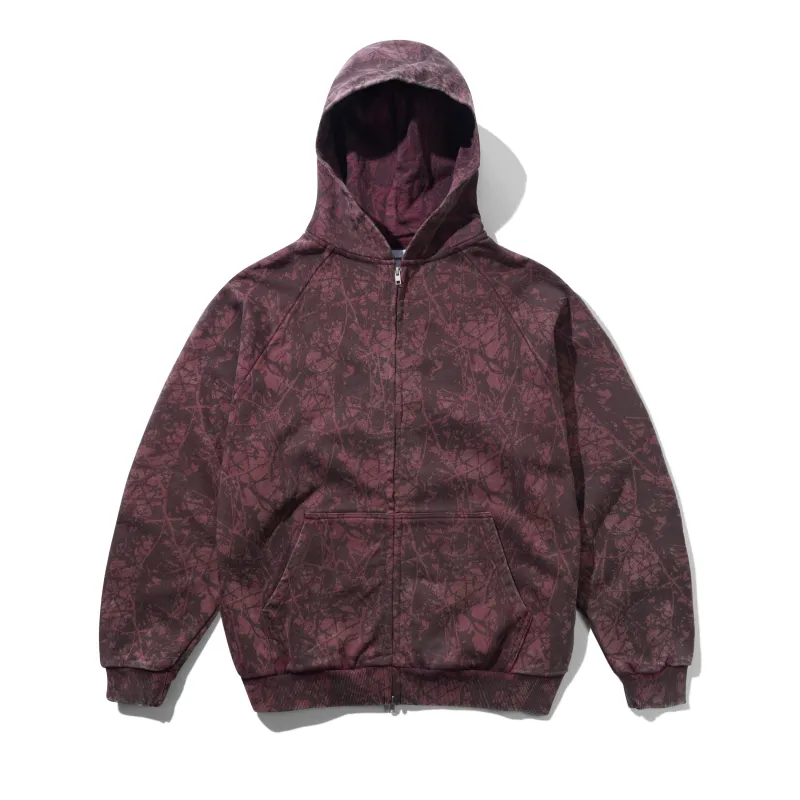 Woods Camo Zip-Thru Hood, Washed Burgundy sold by Butter