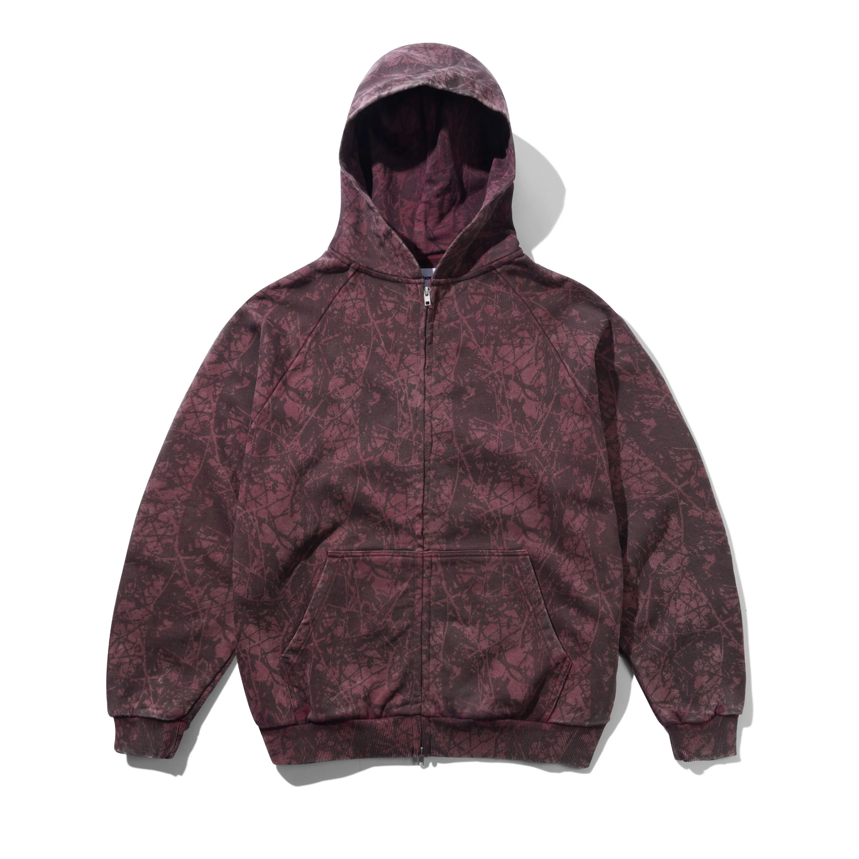 Woods Camo Zip-Thru Hood, Washed Burgundy sold by Butter