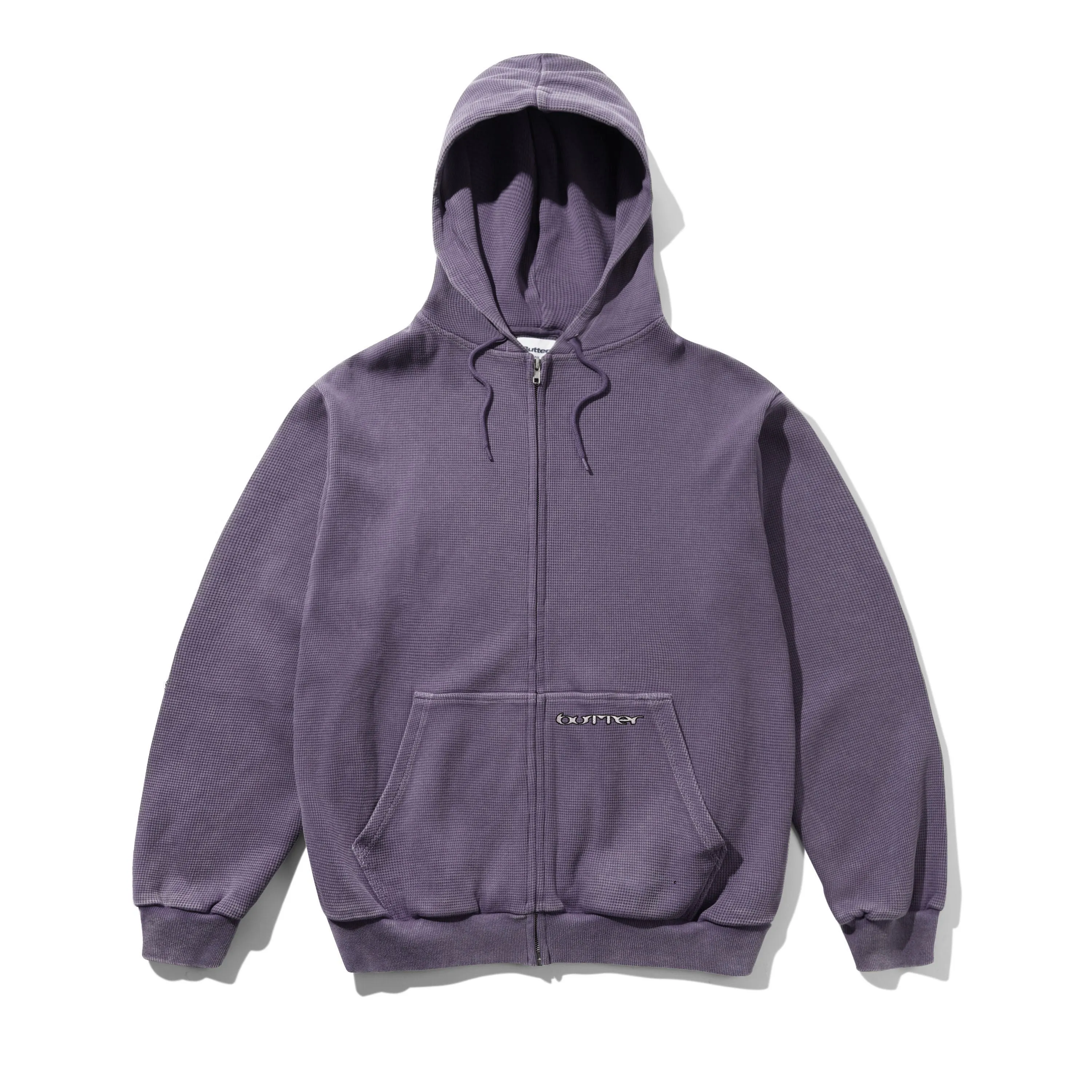 Waffle Zip-Thru Hood, Urchin Overdye sold by Butter