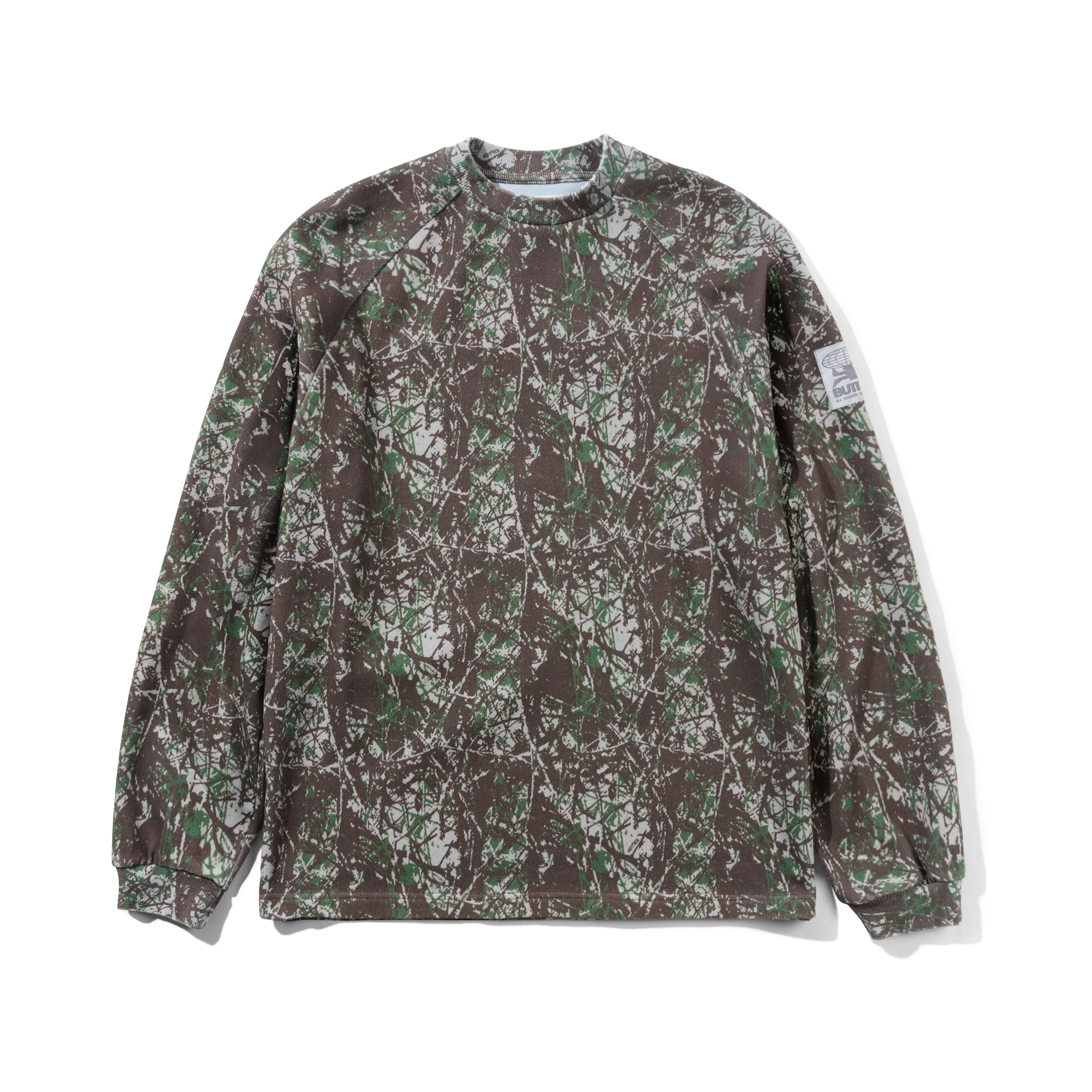 Principal Crewneck, Woods Camo sold by Butter