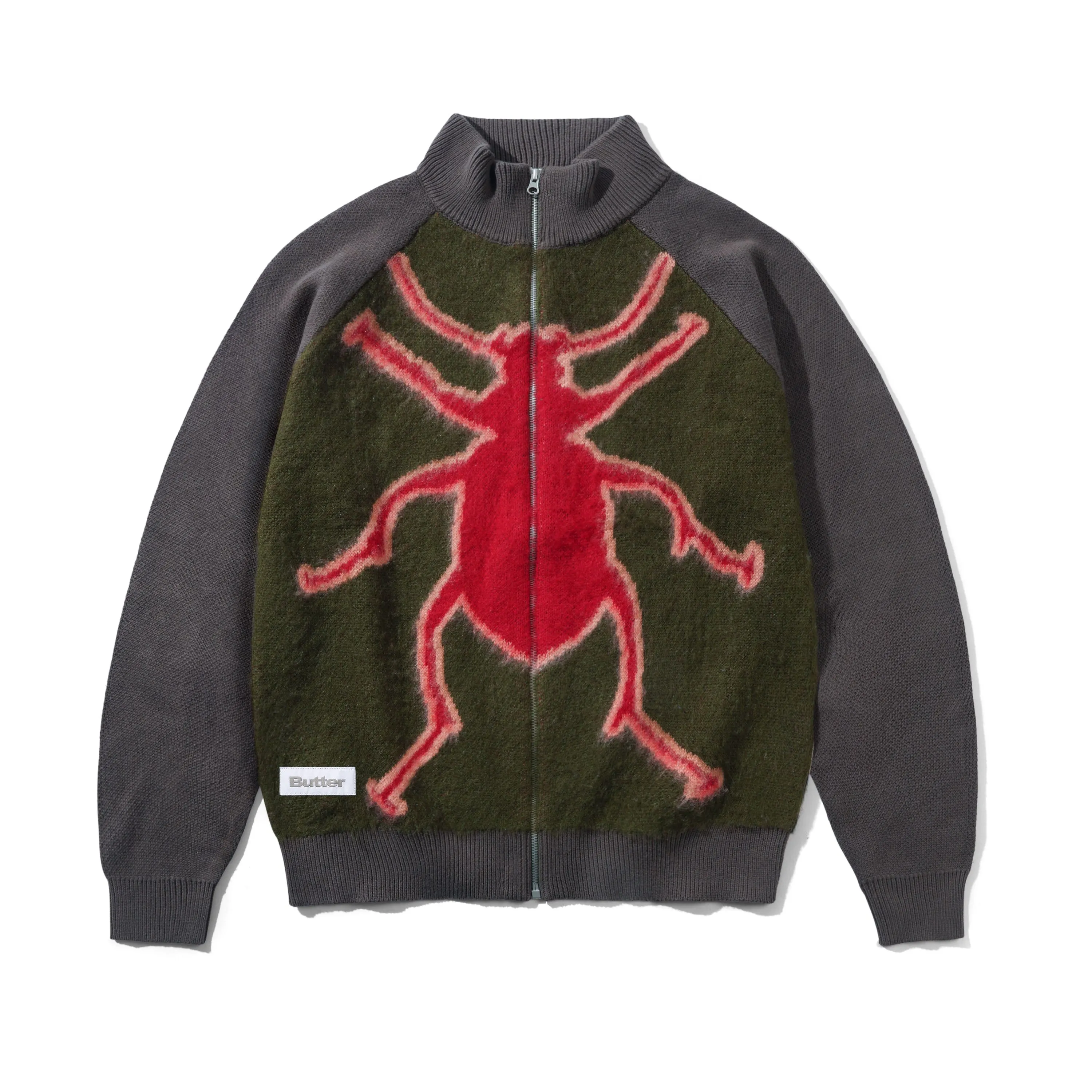 Beetle Zip-Thru Knit Sweater, Olive sold by Butter