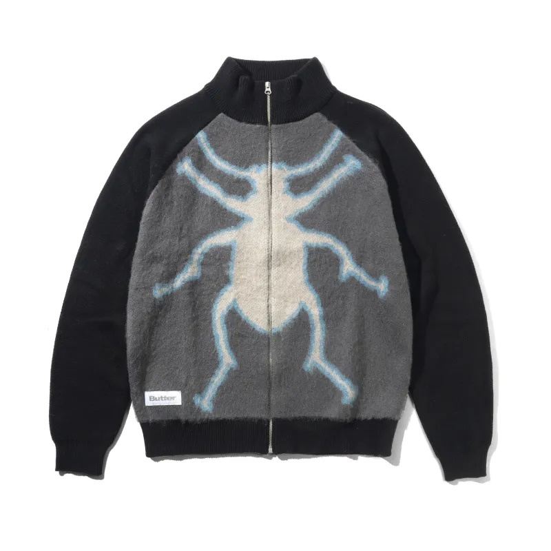 Beetle Zip-Thru Knit Sweater, Black made by Butter
