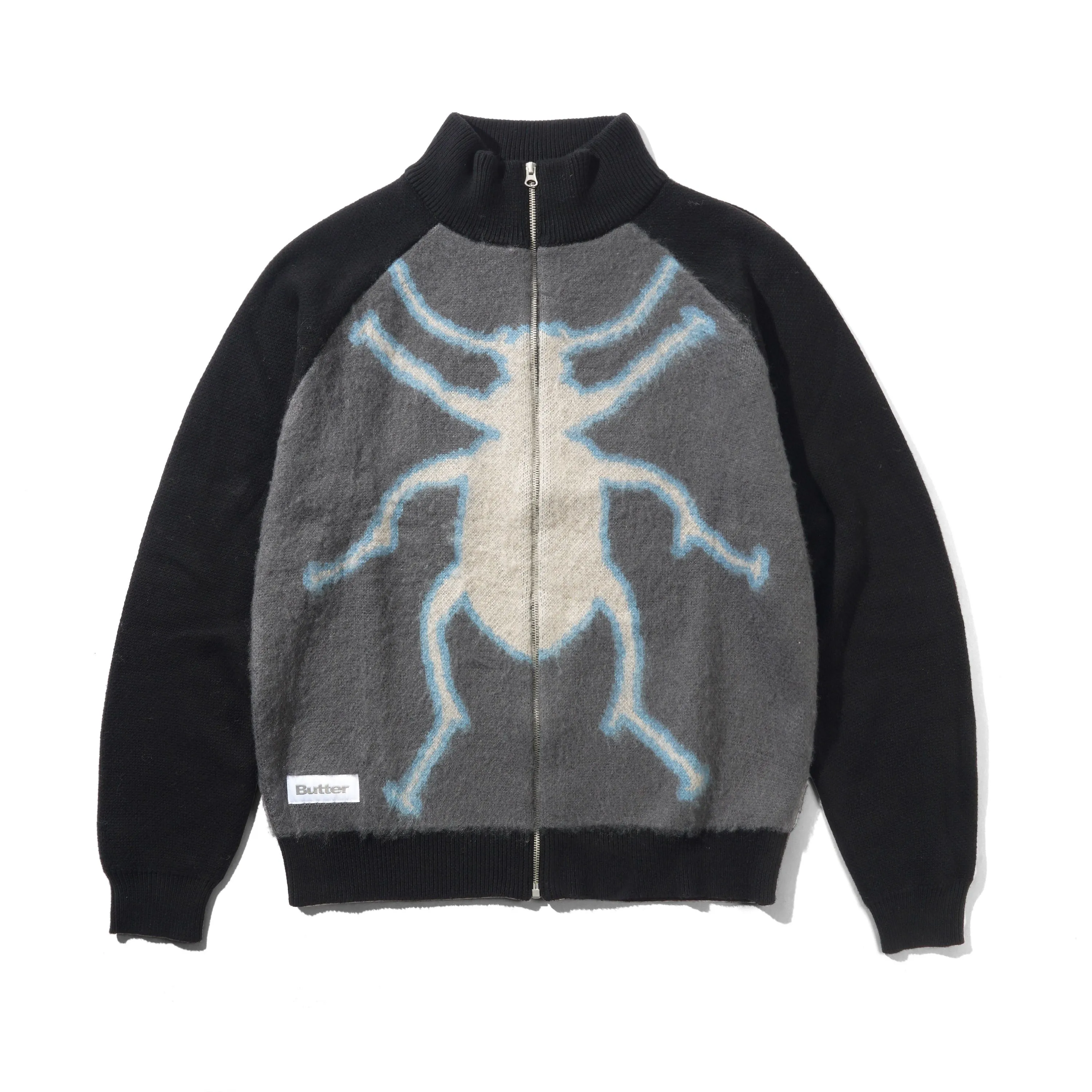Beetle Zip-Thru Knit Sweater, Black sold by Butter