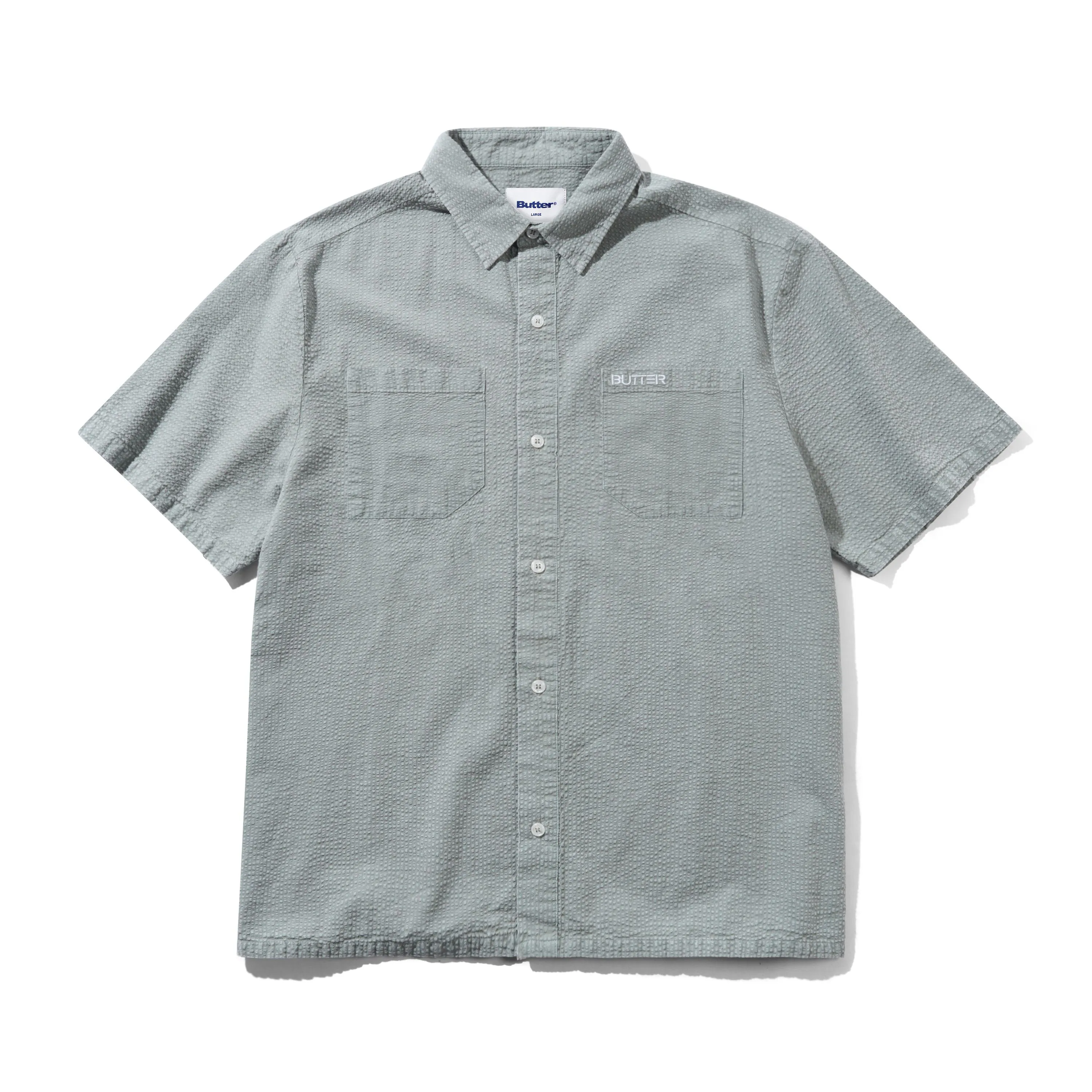 Overdye Seersucker S/S Shirt, Grey sold by Butter