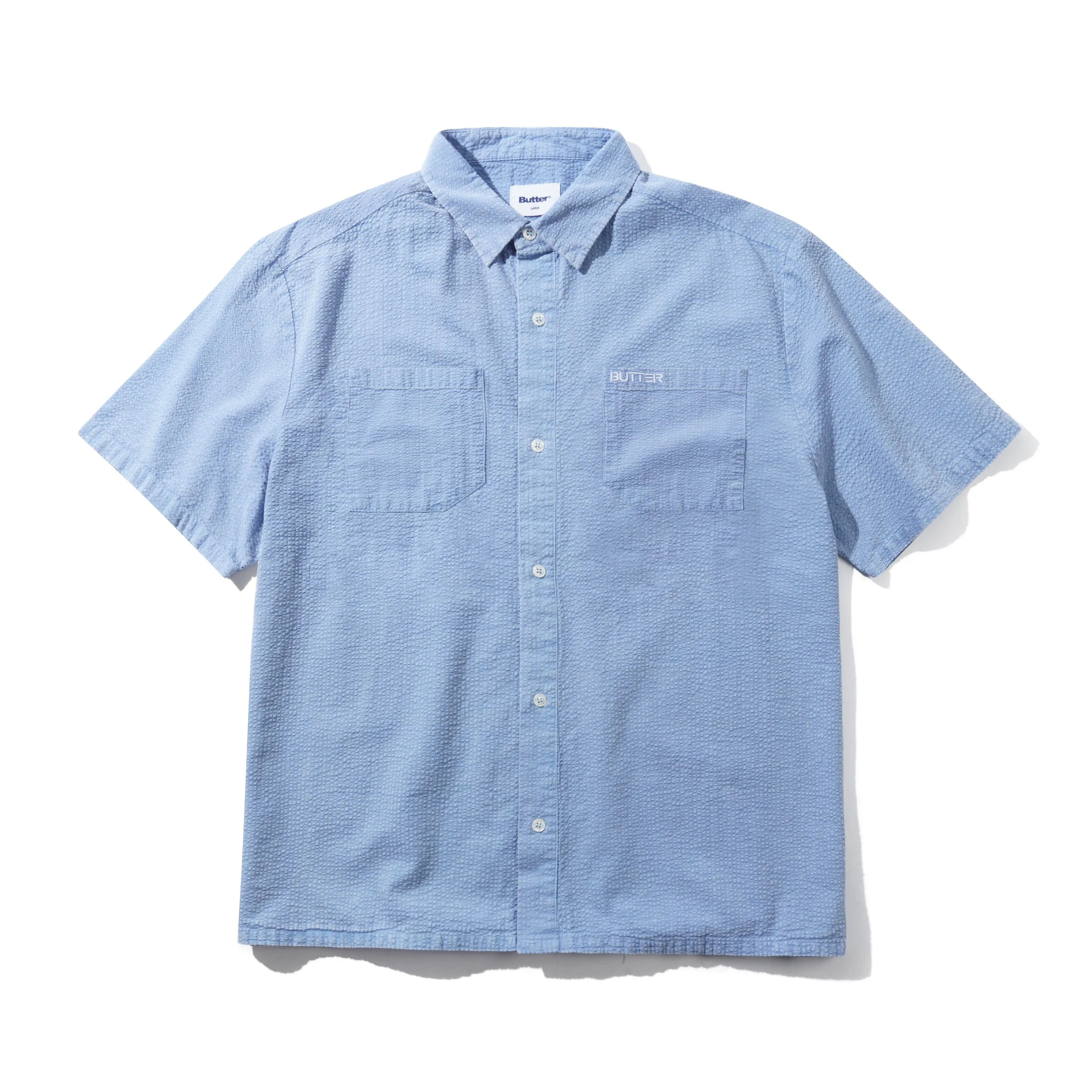 Overdye Seersucker S/S Shirt, Blue sold by Butter