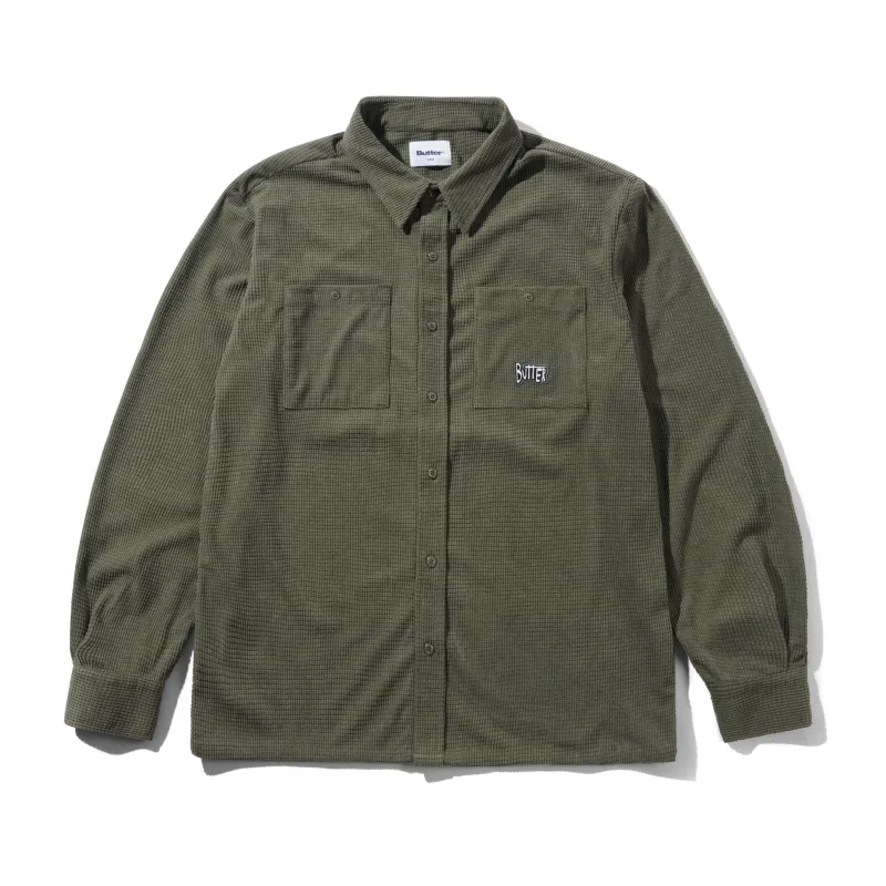 Grid Cord Overshirt, Olive made by Butter