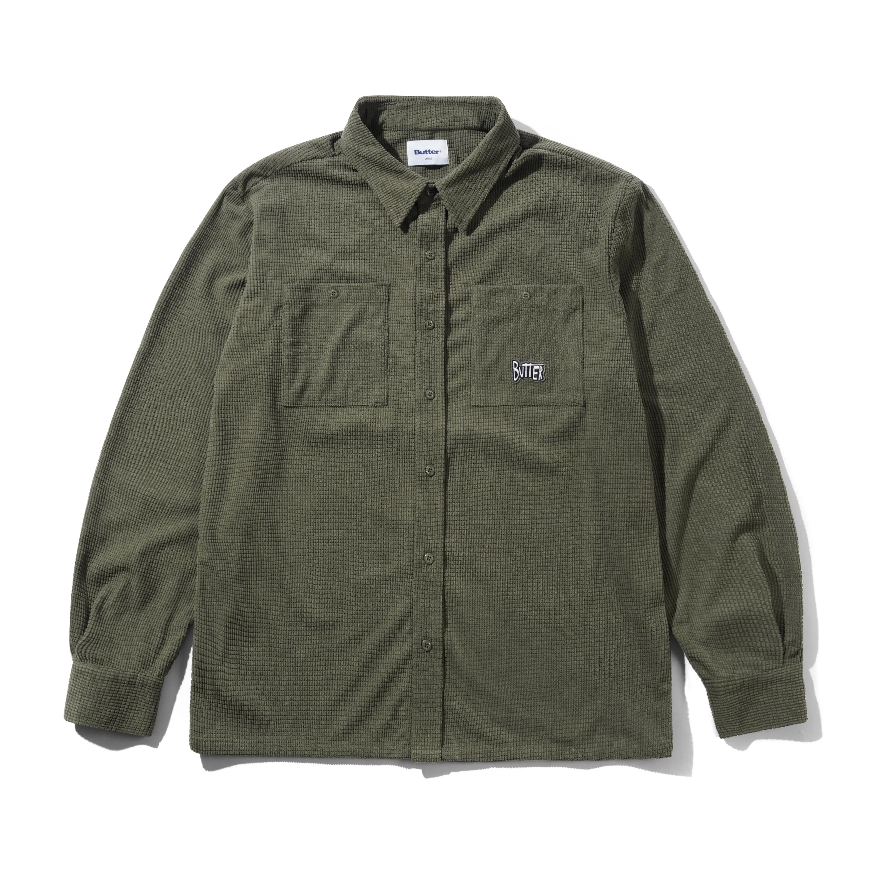 Grid Cord Overshirt, Olive sold by Butter