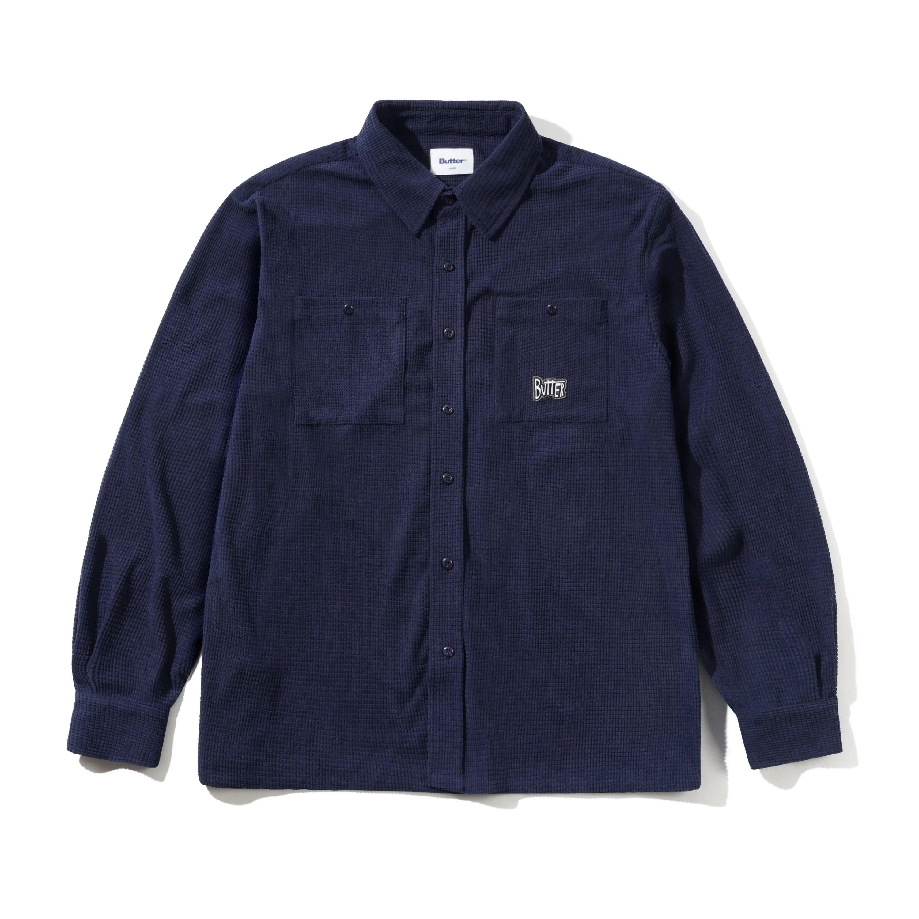 Grid Cord Overshirt, Navy sold by Butter
