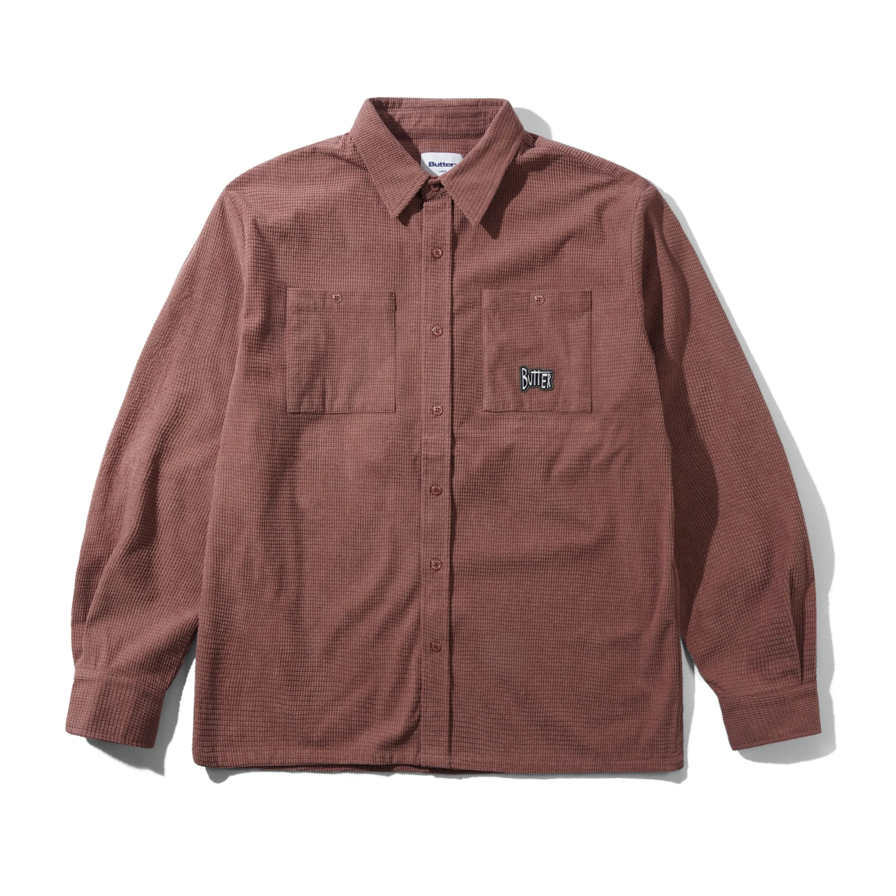 Grid Cord Overshirt, Brick sold by Butter