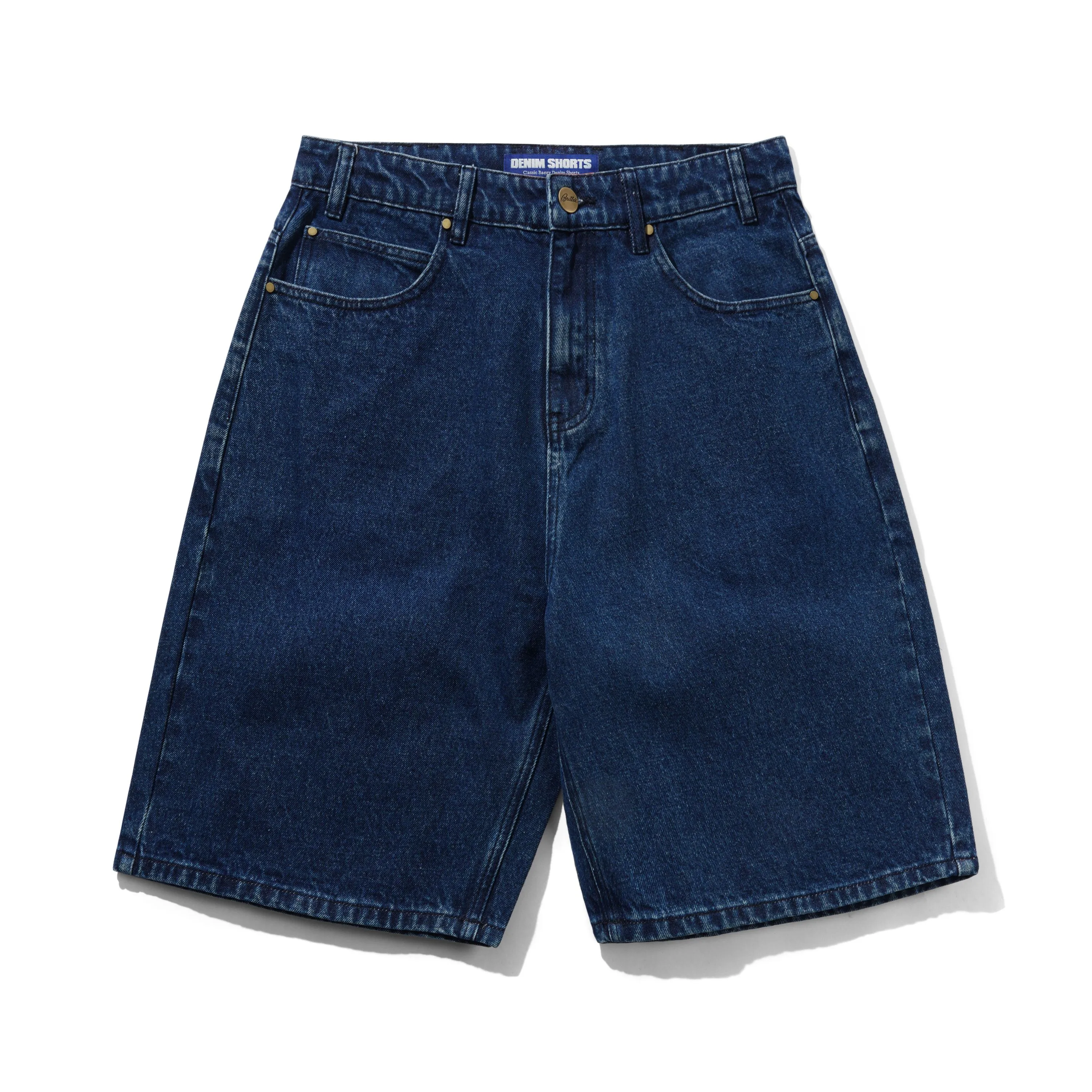 Baggy Denim Shorts, Dark Blue sold by Butter