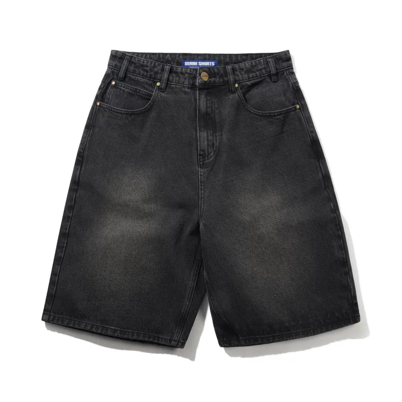 Baggy Denim Shorts, Distressed Black sold by Butter