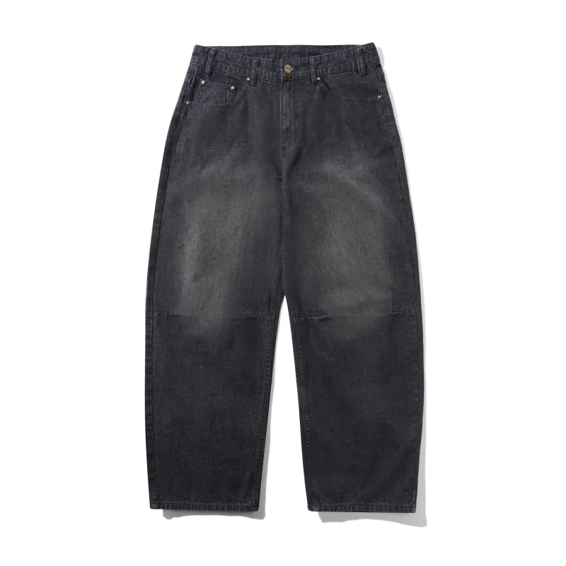 Wide Cut Denim Jeans, Streaky Black Wash made by Butter
