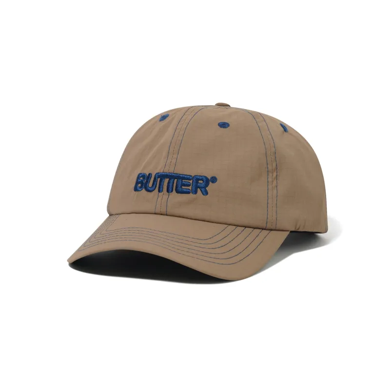Nylon Rounded Logo 6 Panel Cap, Sand sold by Butter