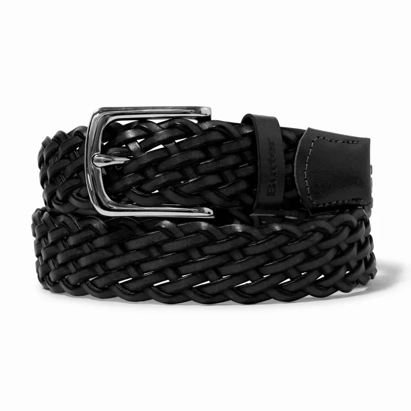Leather Braided Belt, Black made by Butter