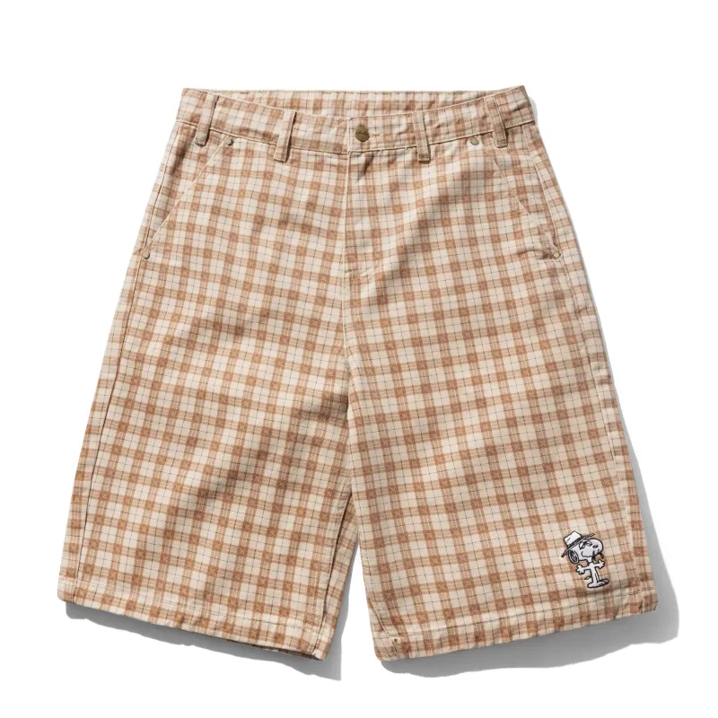 Spike Work Shorts, Sandstone Plaid sold by Butter