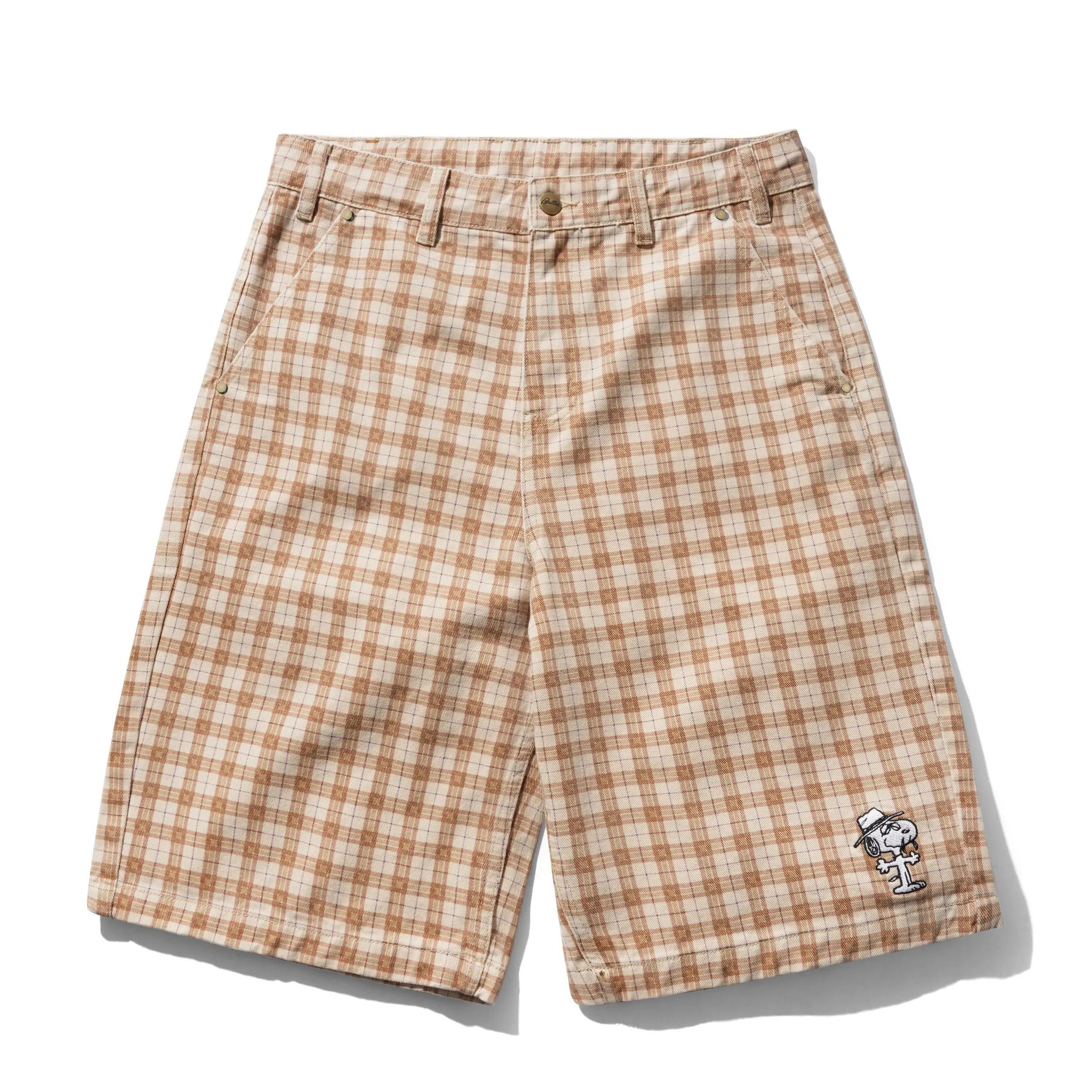 Spike Work Shorts, Sandstone Plaid sold by Butter