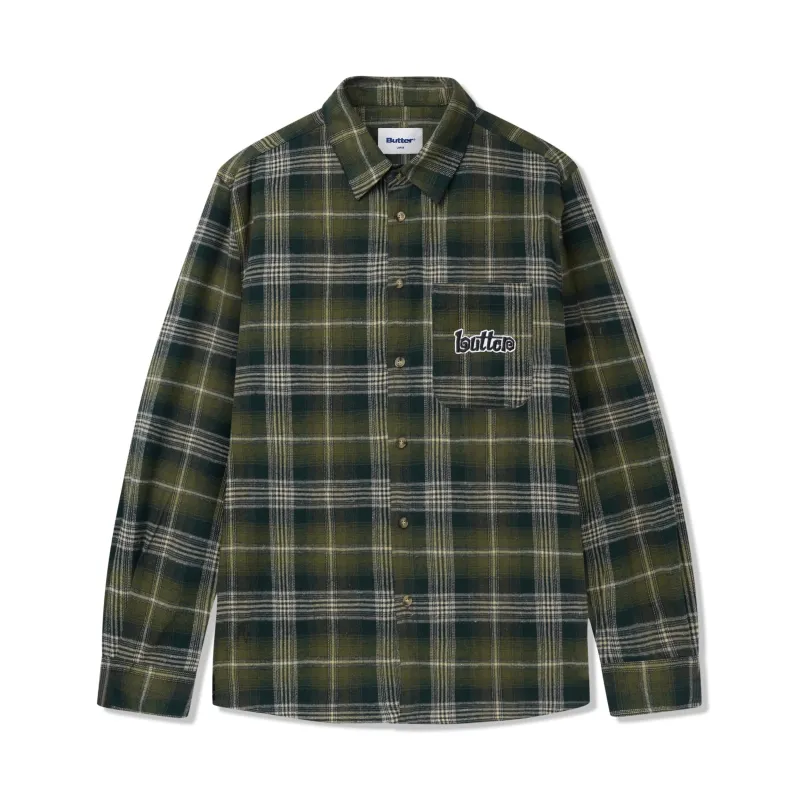 Swirl Plaid Shirt, Green / White made by Butter