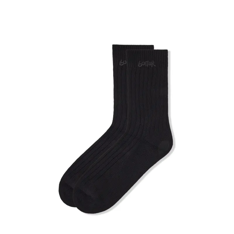 Mid-Cut Socks, Black made by Butter