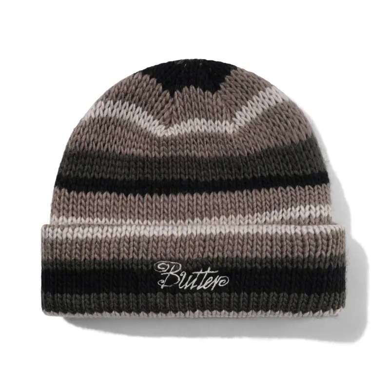 Ombre Stripe Knit Beanie, Black made by Butter