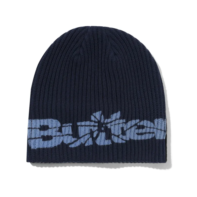 Smashed Logo Knit Skully Beanie, Navy made by Butter