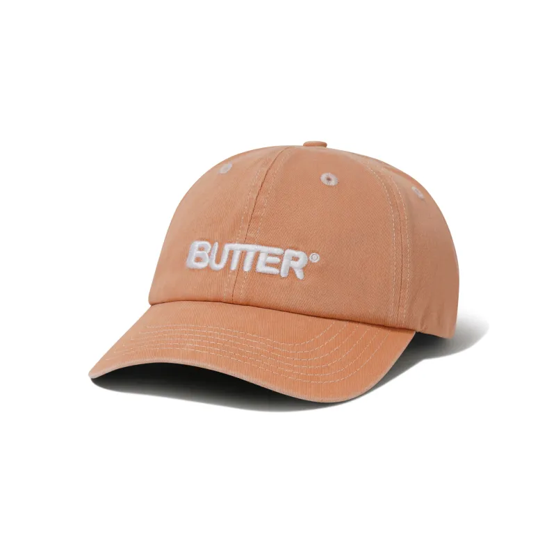 Rounded Logo 6 Panel Cap, Washed Orange made by Butter