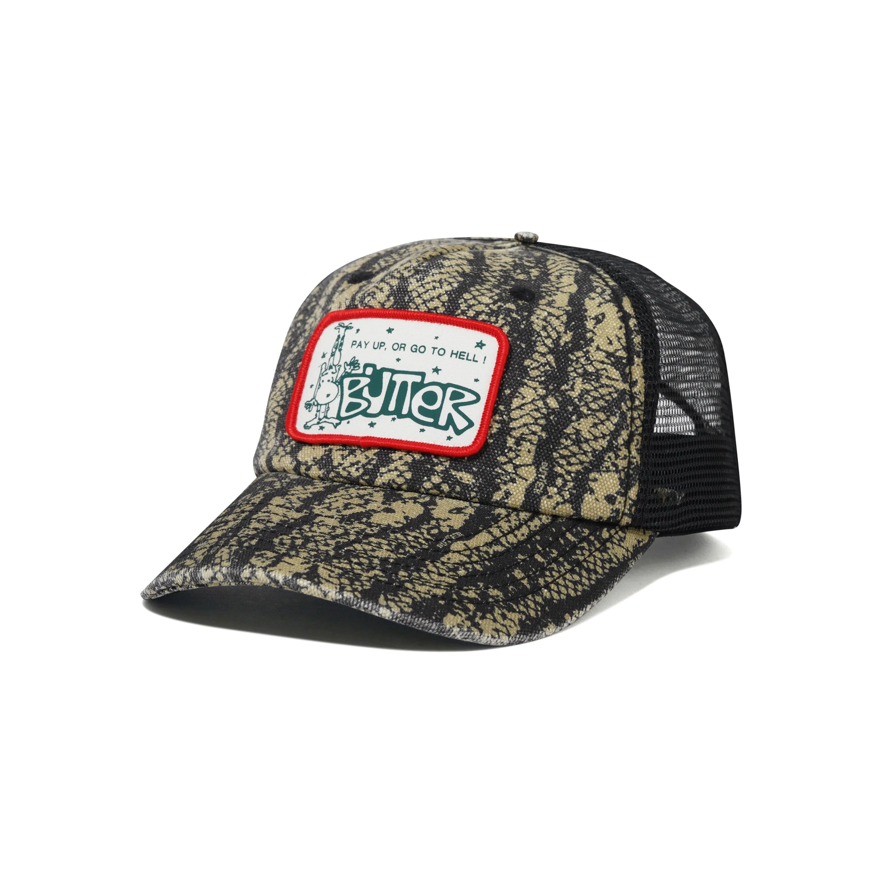 Pay Up Trucker Cap, Lowland Camo sold by Butter
