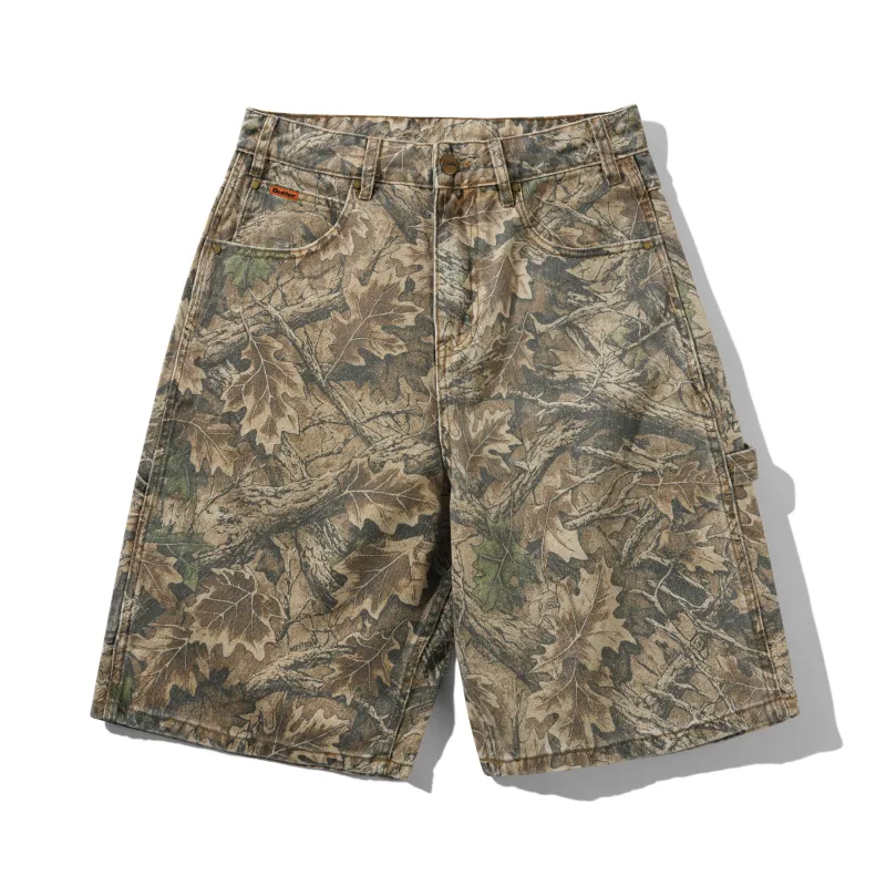 Carpenter Denim Shorts, Forest Camo made by Butter