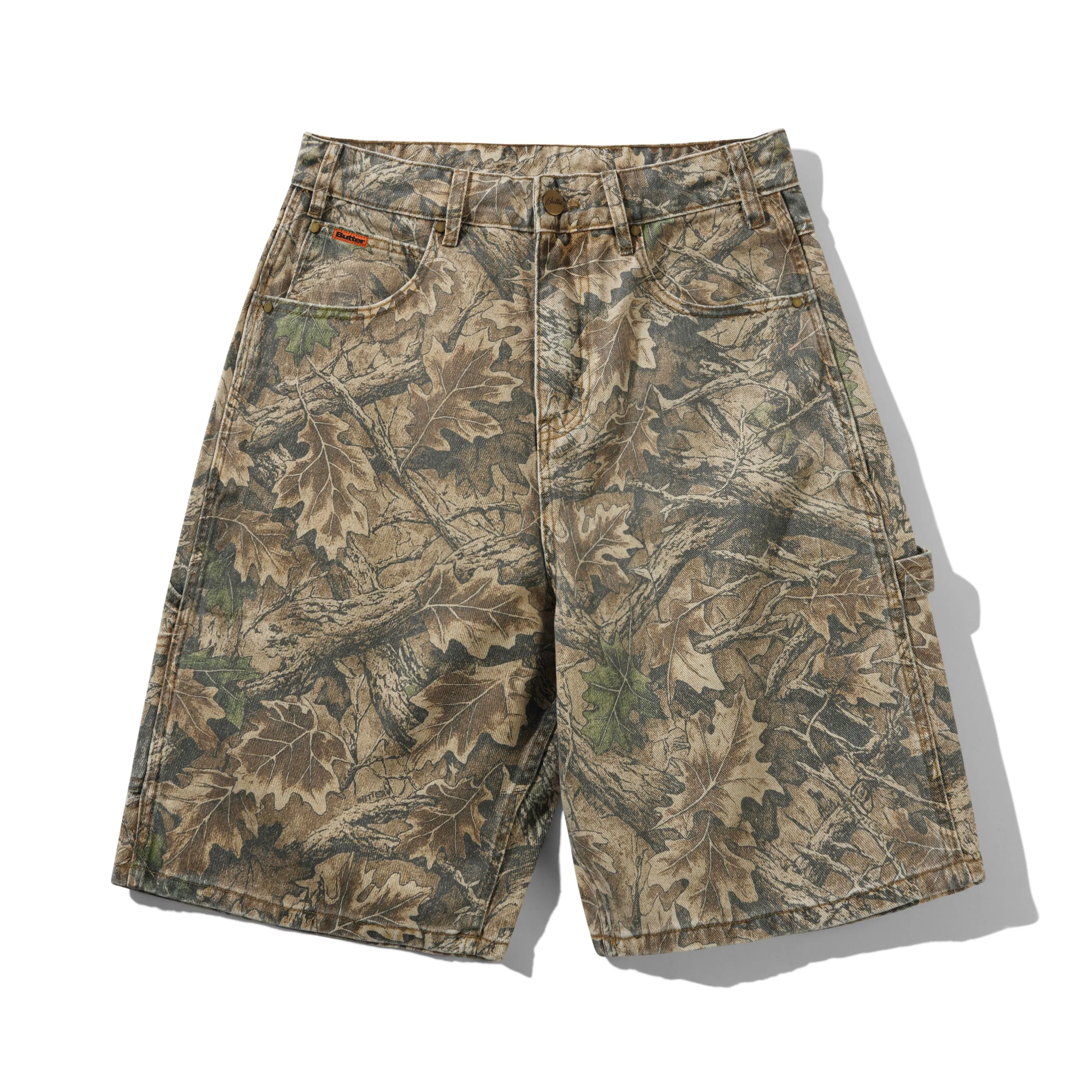 Carpenter Denim Shorts, Forest Camo sold by Butter