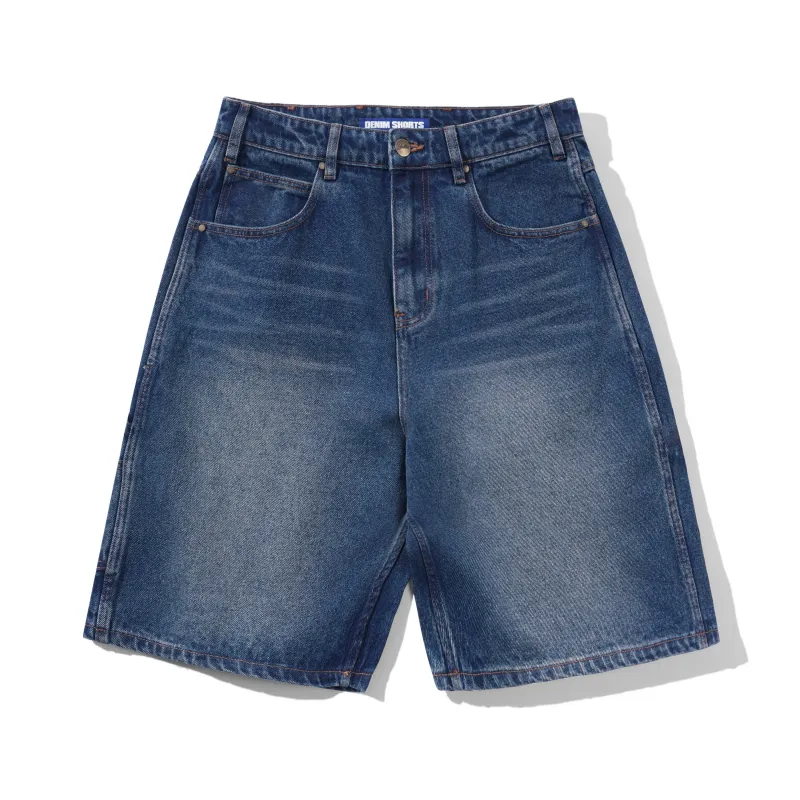 Baggy Denim Shorts, Distressed Indigo sold by Butter