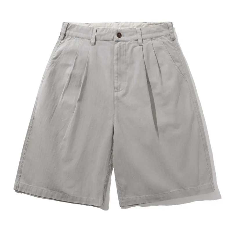 Pleated Shorts, Washed Light Grey made by Butter