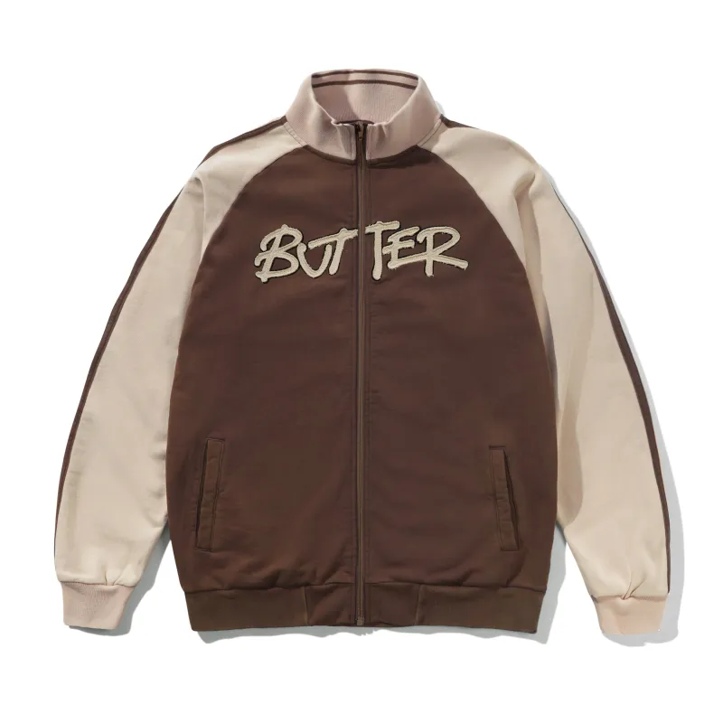 Tunnel Fleece Track Jacket, Chocolate / Beige sold by Butter