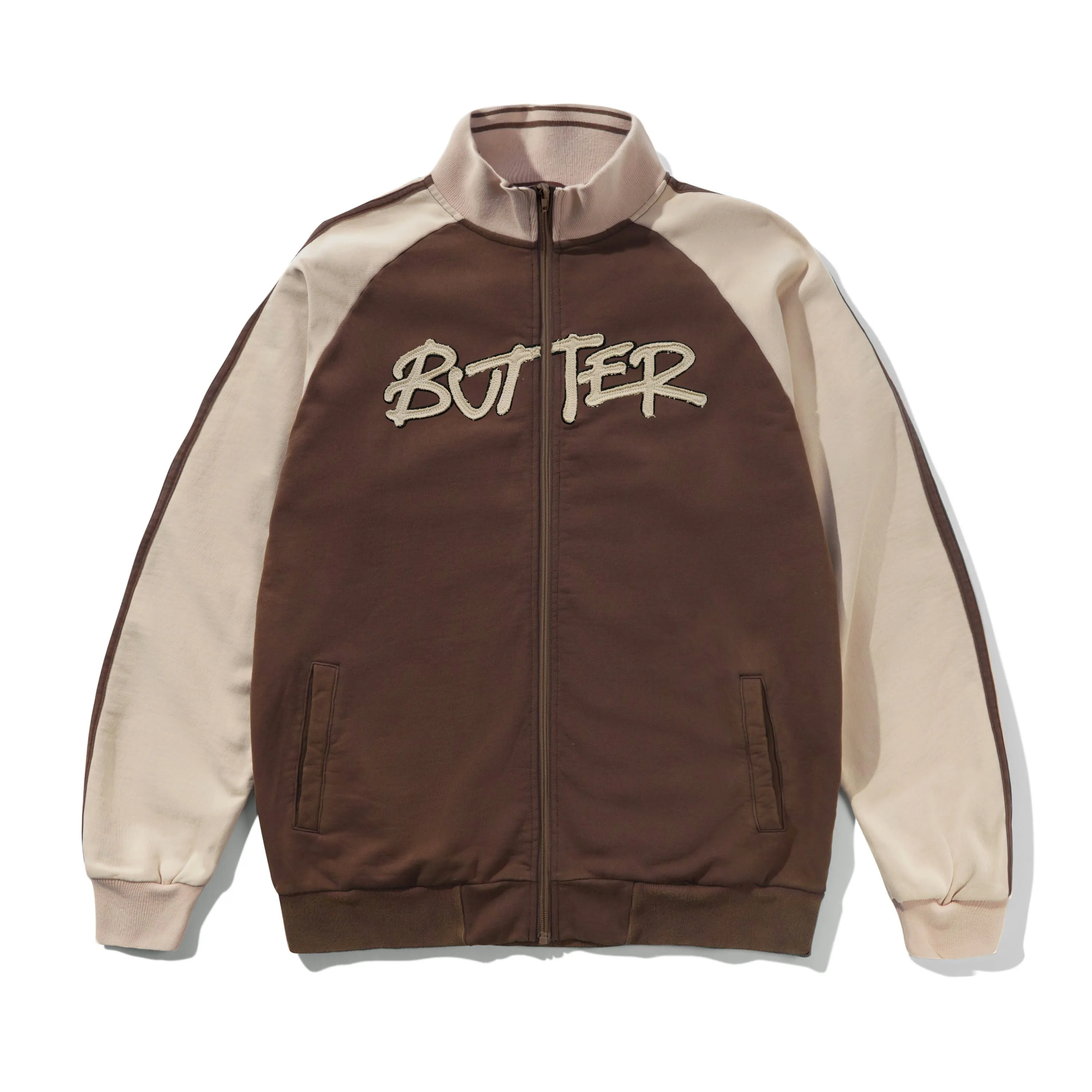 Tunnel Fleece Track Jacket, Chocolate / Beige sold by Butter