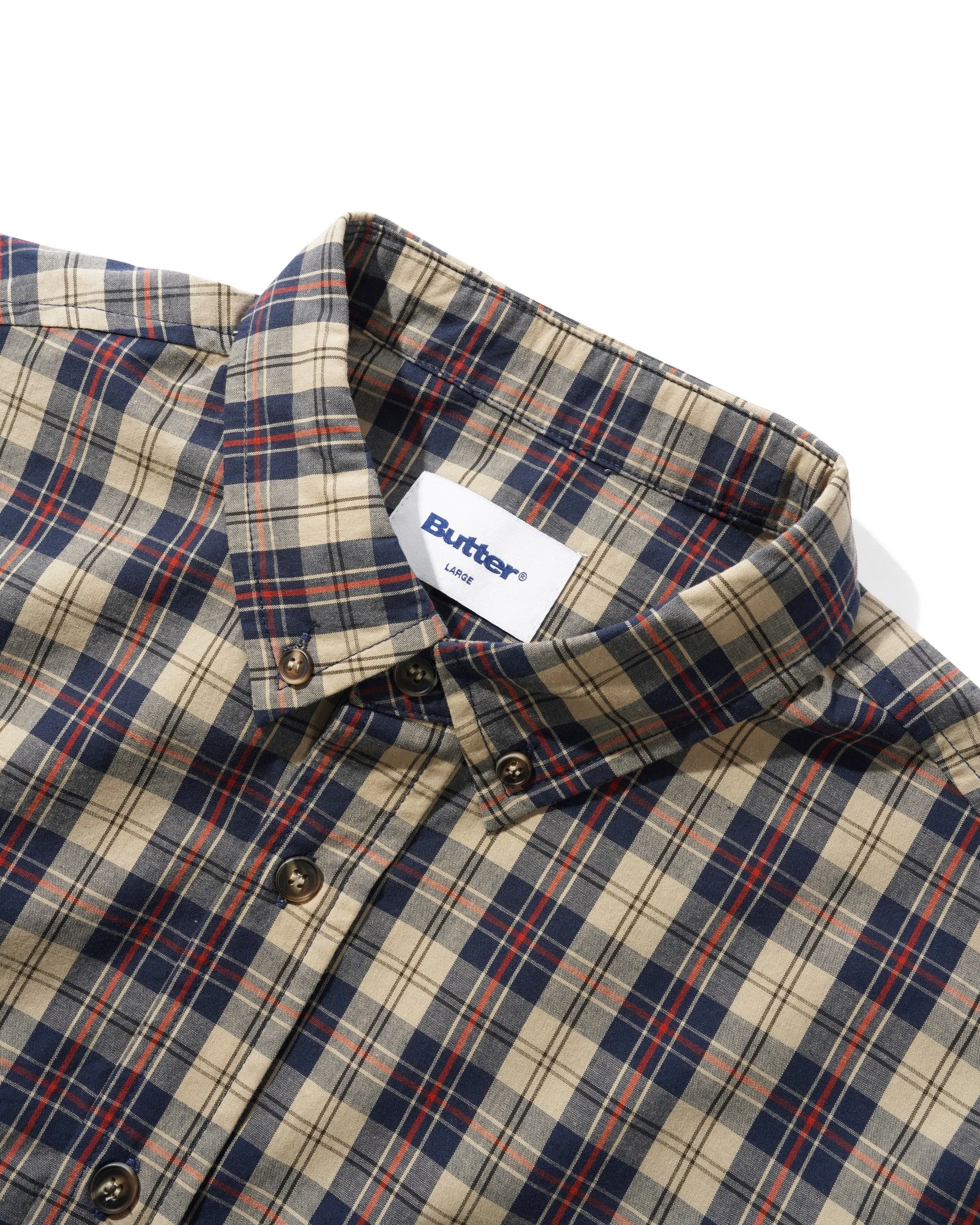 Plaid Shirt, Beige / Navy sold by Butter product image thumbnail 4
