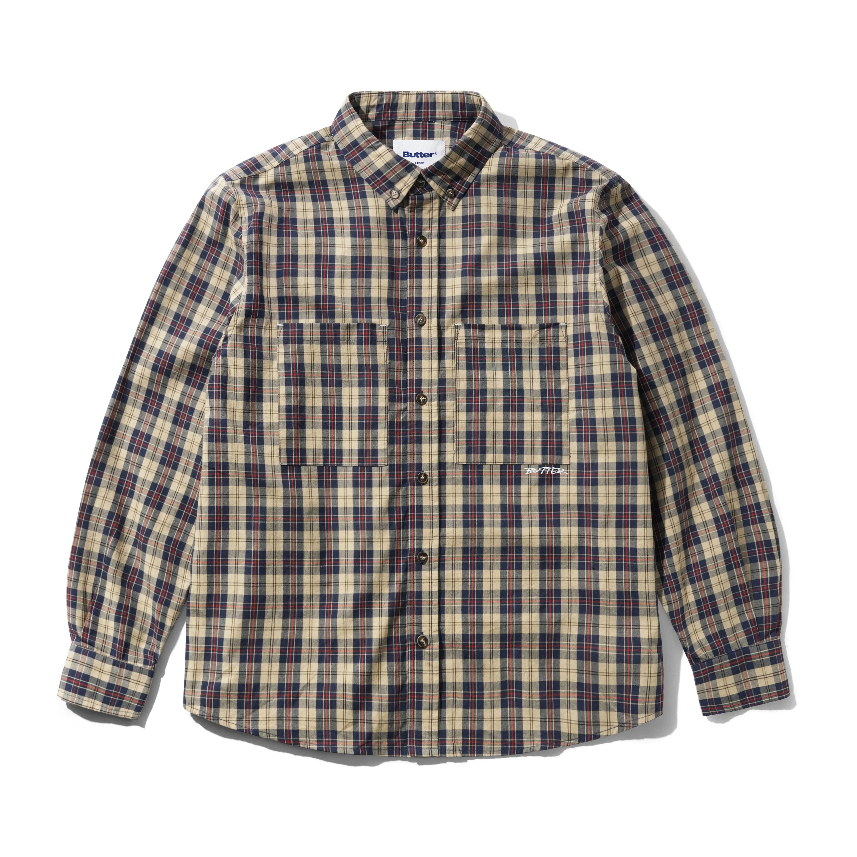 Plaid Shirt, Beige / Navy sold by Butter