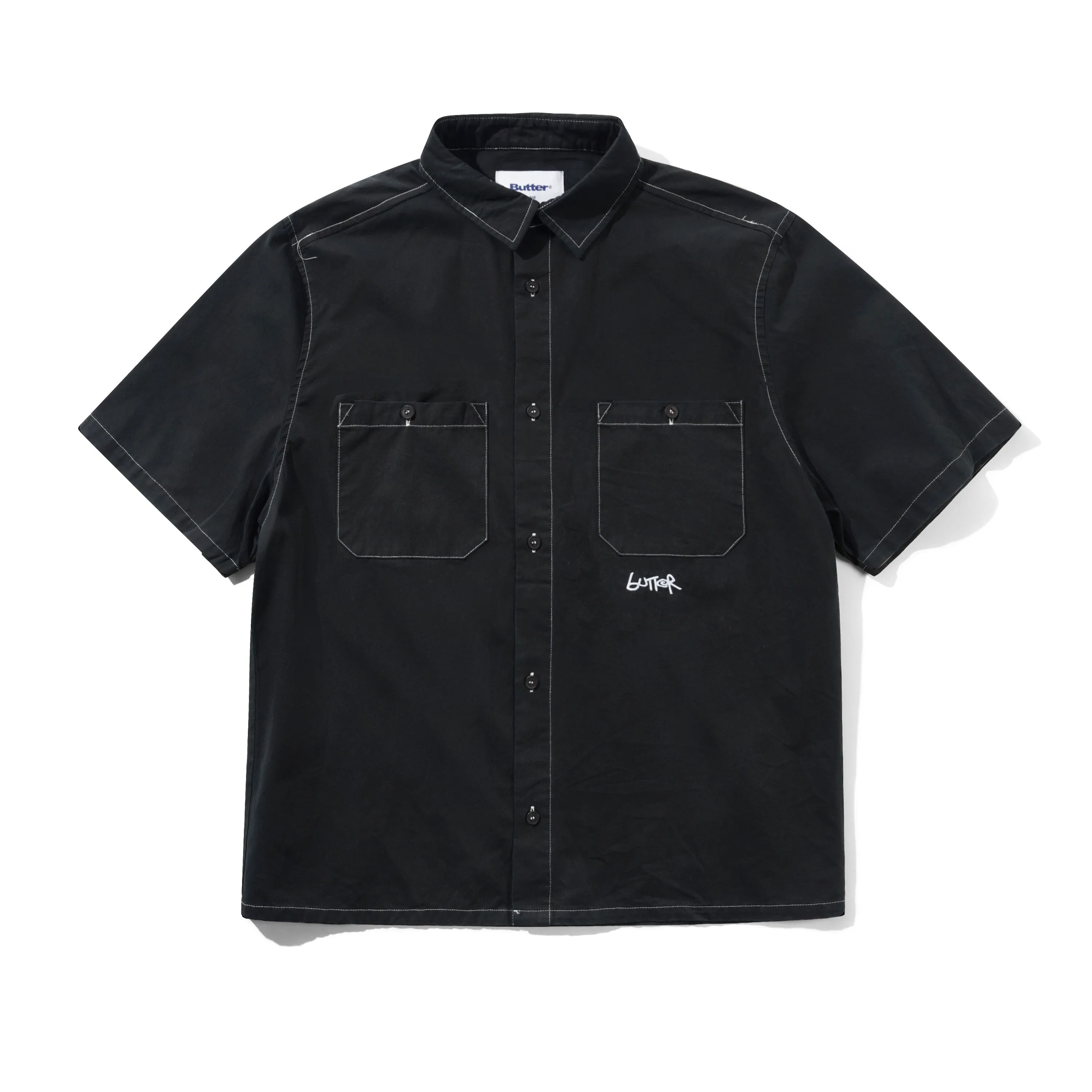 Contrast Stitch S/S Shirt, Washed Black sold by Butter