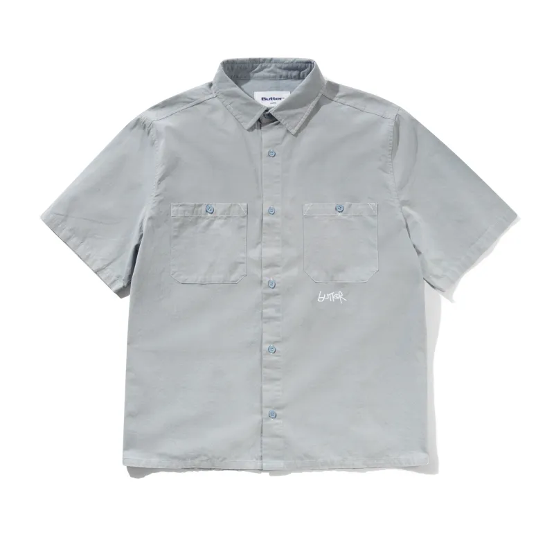 Contrast Stitch S/S Shirt, Blue Grey made by Butter