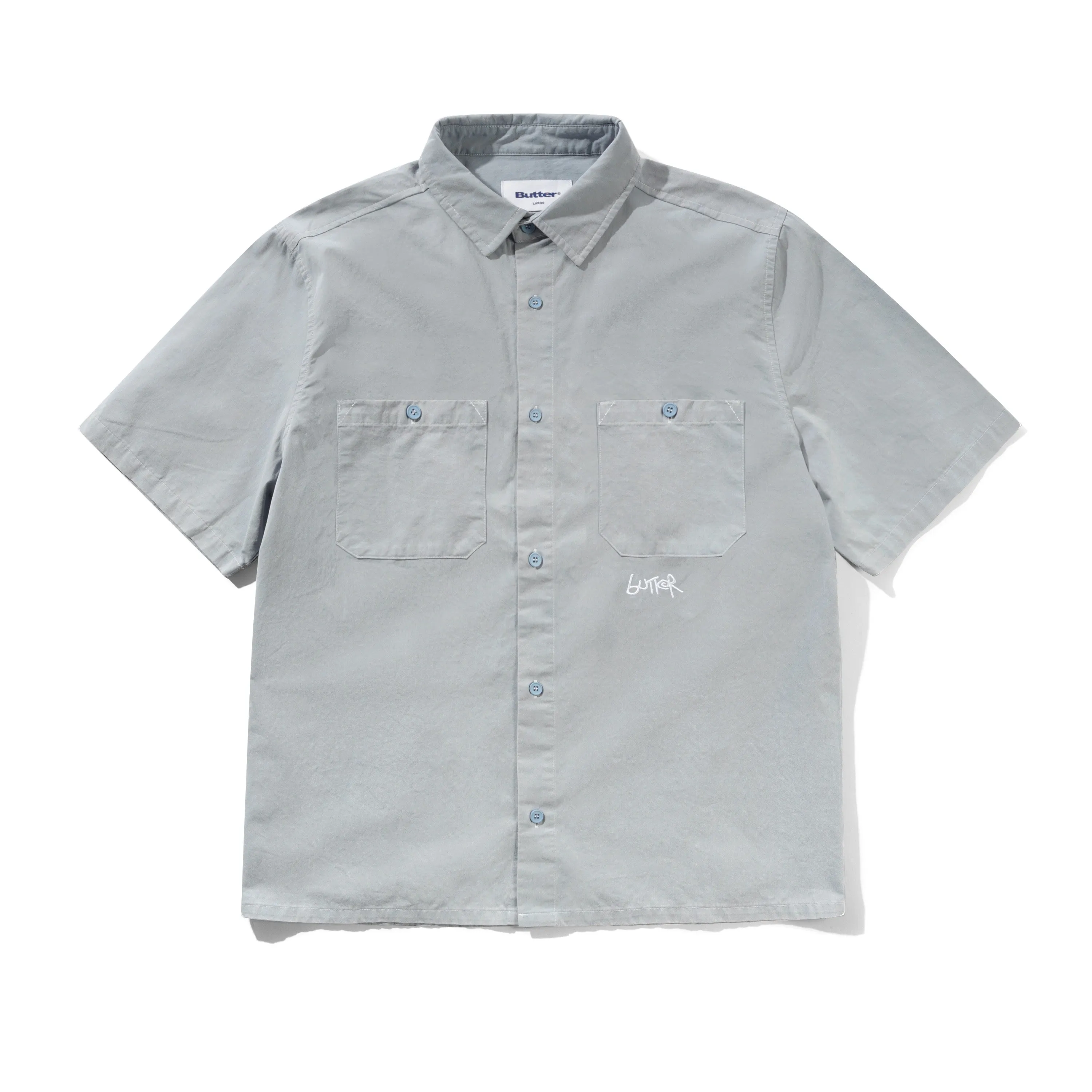 Contrast Stitch S/S Shirt, Blue Grey sold by Butter