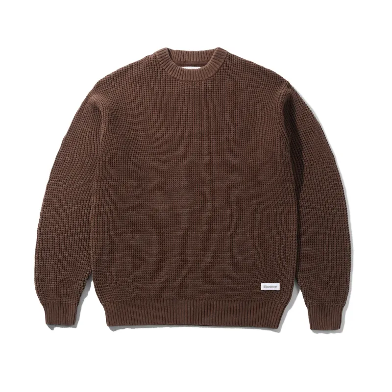 Distressed Waffle Knit Sweater, Washed Bark made by Butter