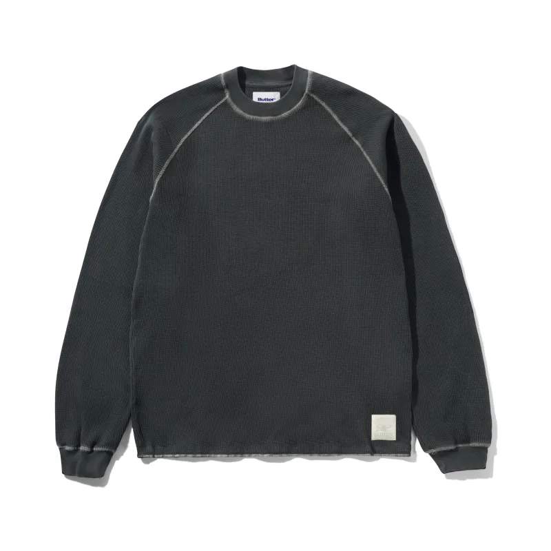 Waffle L/S Top, Washed Black made by Butter