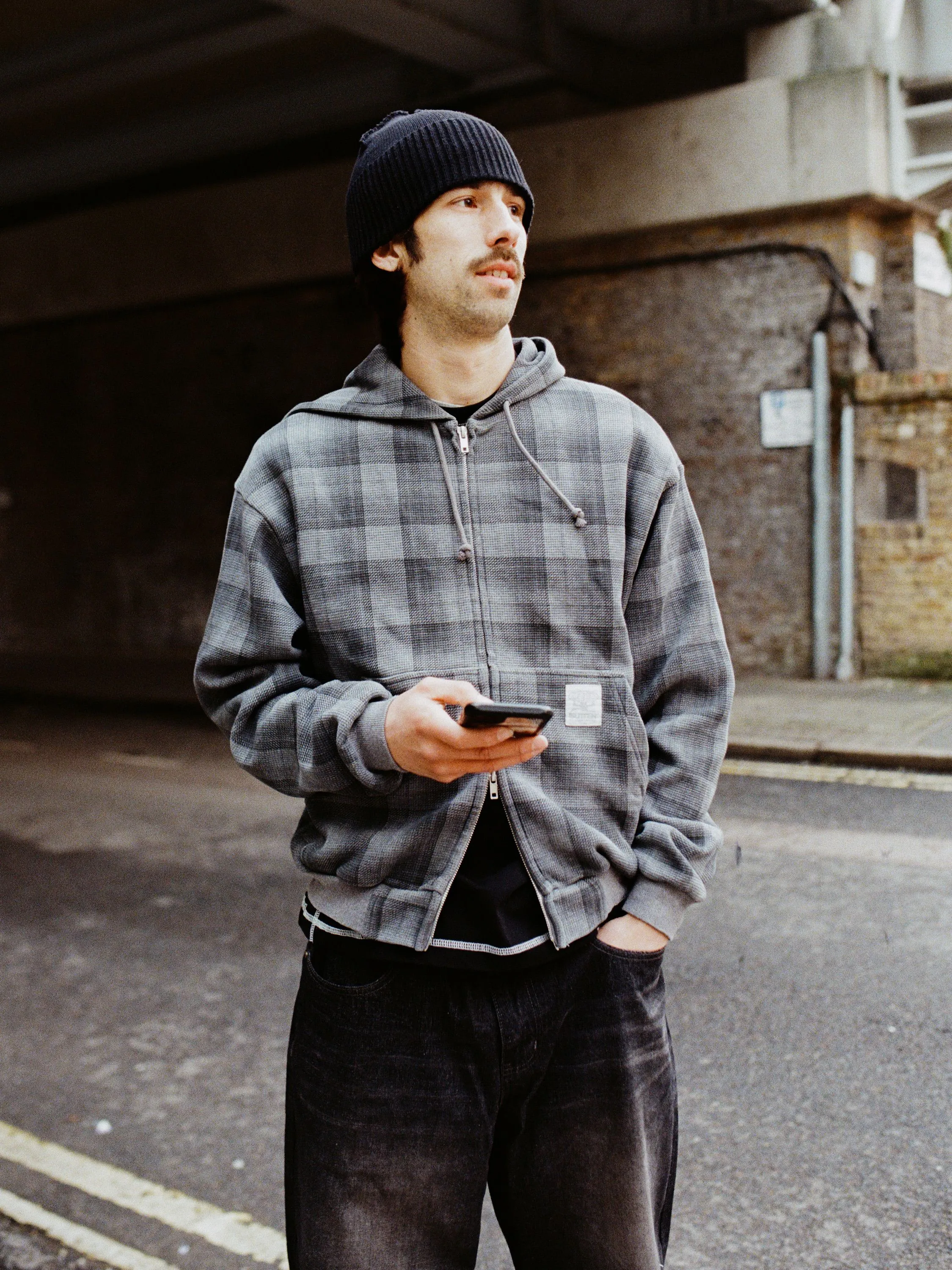 Waffle Zip-Thru Hood, Grey Plaid sold by Butter product image thumbnail 4